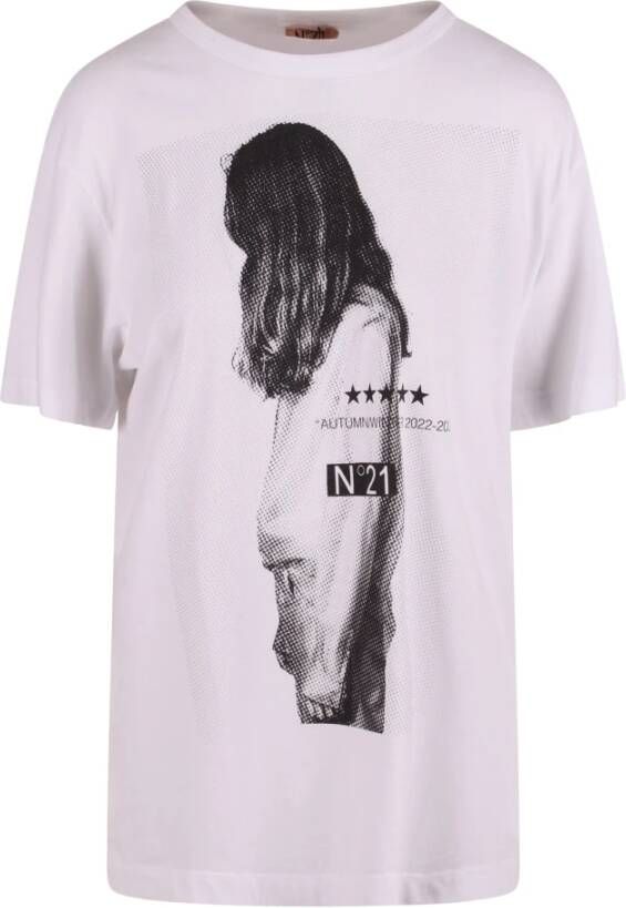 N21 N.21 Grafische print katoen T-shirt Wit Dames