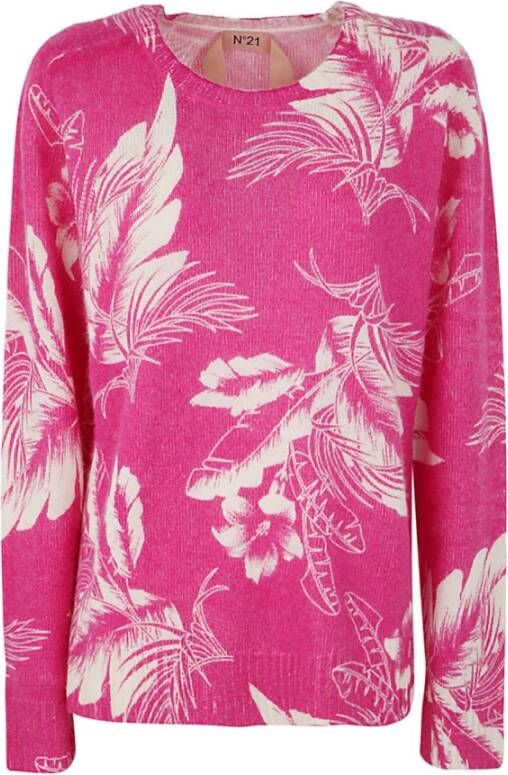 N21 Oversized rondeek pullover Roze Dames