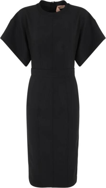 N21 Round Neck Short Sleeve Dress Zwart Dames