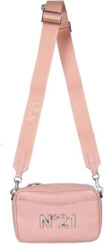 N21 Schoudertas met logo plaque Roze Dames