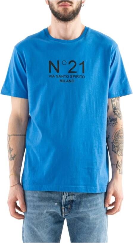 N21 F031-6334 short sleeve t-shirts Blauw Heren