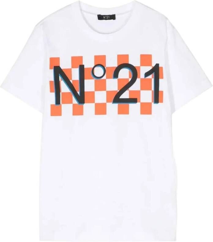 Nº21 Kids T-shirt met logoprint Wit