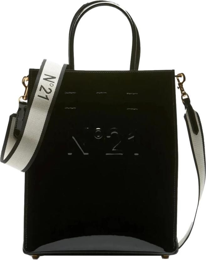 N21 Verticale Tote Tas met Logo Detail Black Dames