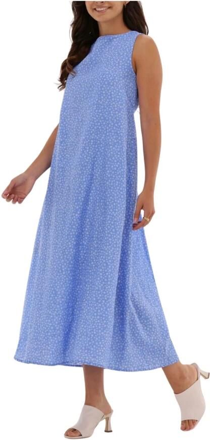 NA-KD Dames Jurken Organic Open Back Midi Dress Blauw - Foto 3