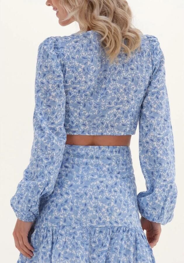 NA-KD Dames Blouses Organic Gathered Detail Long Sleeve Blouse Blauw - Foto 2