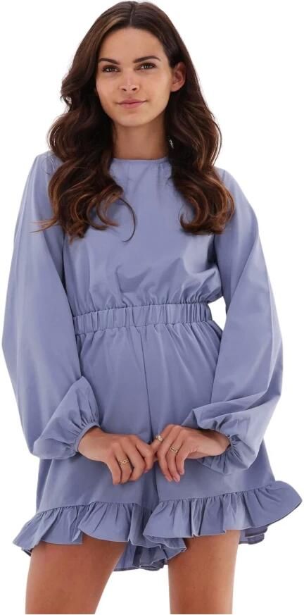 NA-KD Gerimpelde Playsuit met Lange Mouwen Lichtblauw Blue Dames - Foto 3