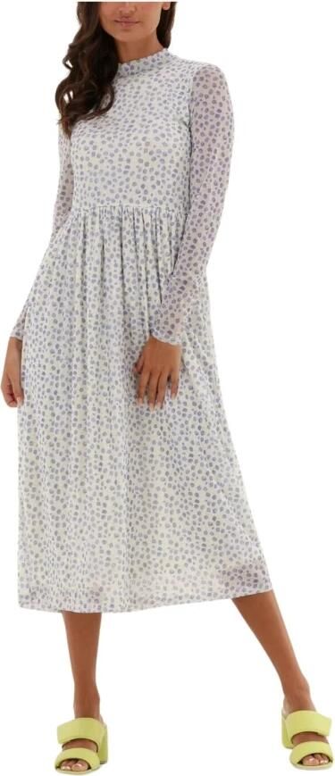 NA-KD Dames Jurken Recycled Ls Mesh Dress Blauw - Foto 3