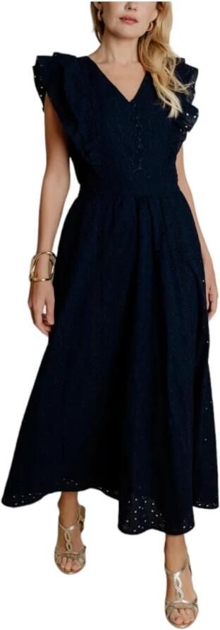 Naf Elegante V-Hals Jurk Blue Dames - Foto 3