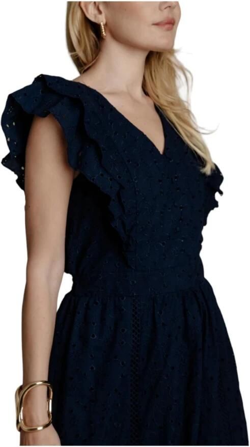 Naf Elegante V-Hals Jurk Blue Dames