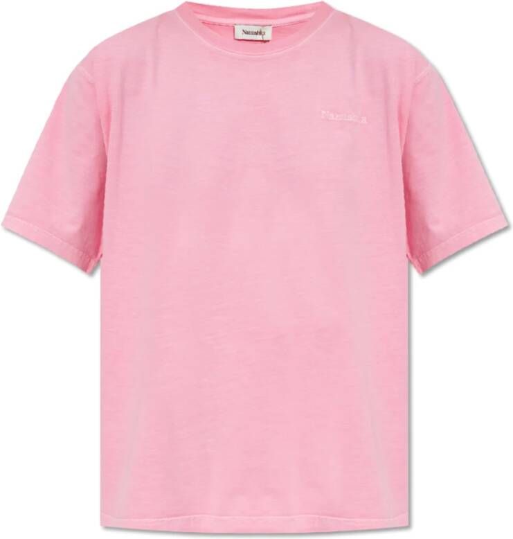 Nanushka Roze Geborduurde Logo T-shirts en Polos Pink Dames