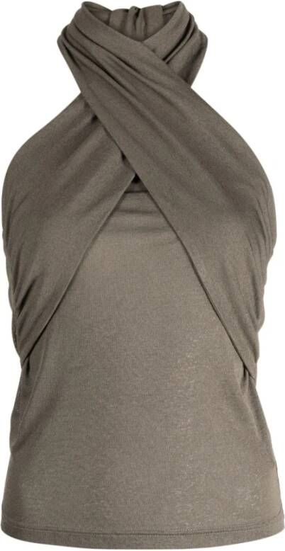 Nanushka Grijze Wrap Design Strapless Shirt Gray Dames