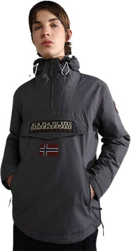 Napapijri Grijze Effen Hoodie Jas voor Mannen Gray Heren