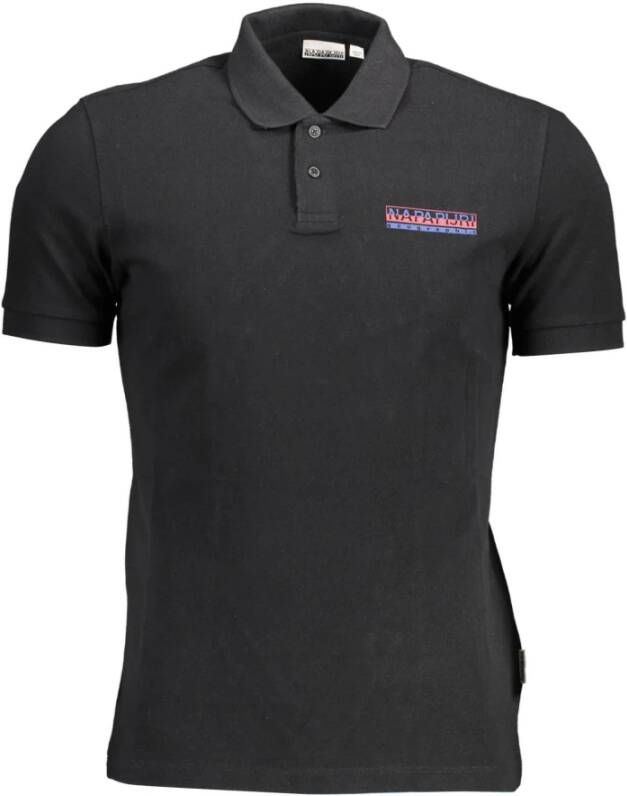 Napapijri Zwarte katoenen poloshirt met korte mouwen Black Heren