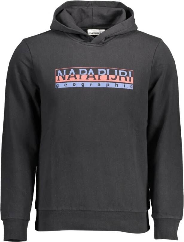 Napapijri Zwarte trui met capuchon en print Black Heren