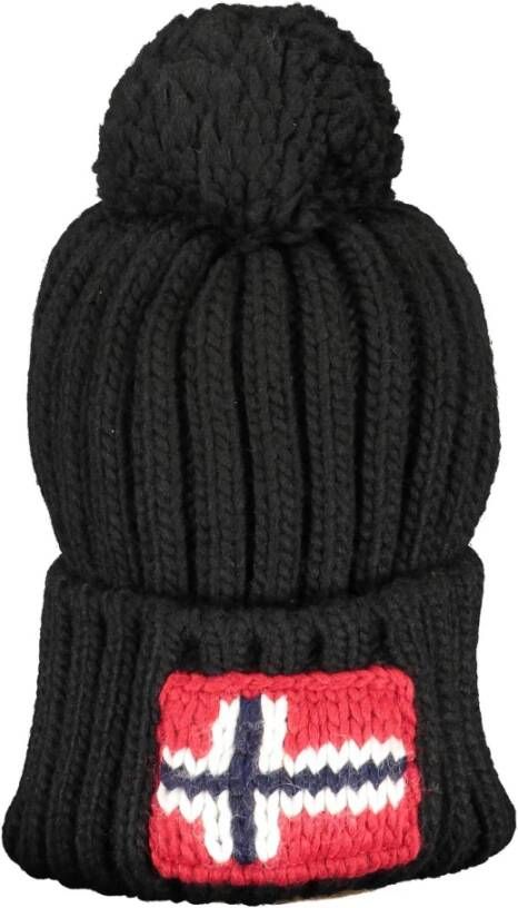 Napapijri Black Wool Hats Cap Zwart Heren