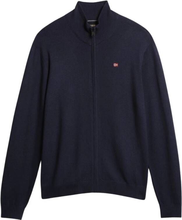 Napapijri Blauwe Cardigan met Lange Mouwen en Logo Blue Heren
