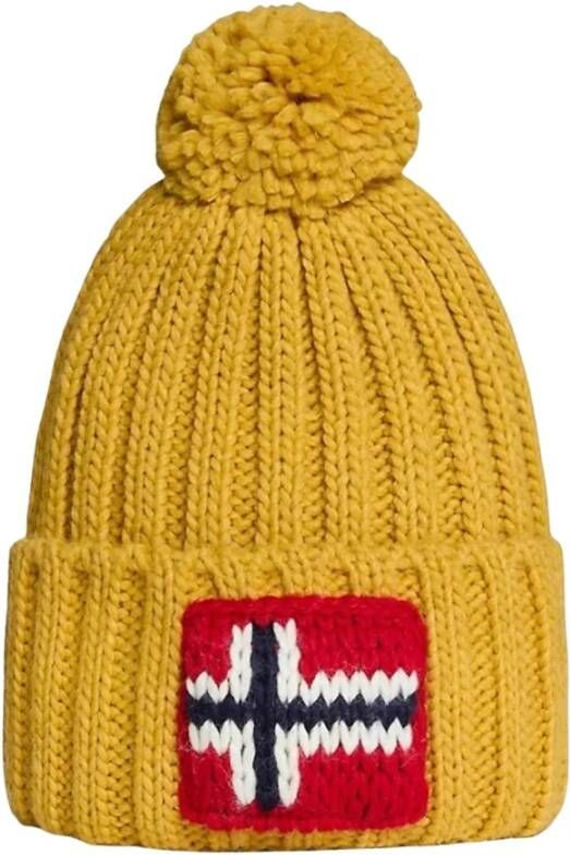 Napapijri Donkergele hoeden met Noorse vlag Yellow Heren