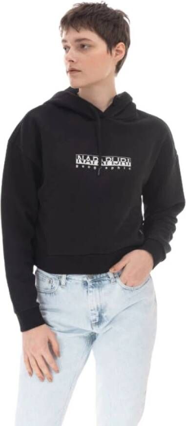 Napapijri Zwarte hoodie losse pasvorm lente zomer stijl Black Dames