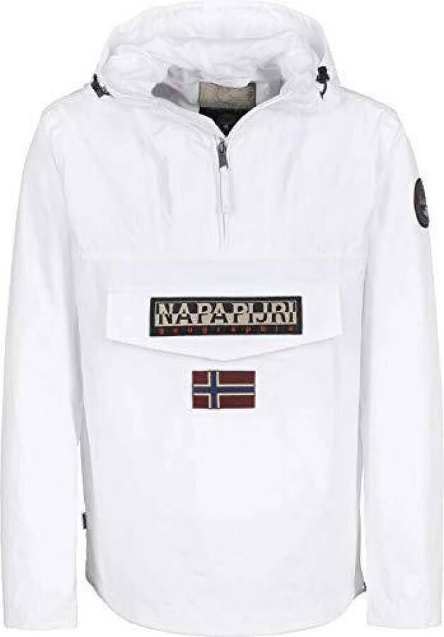 Napapijri Waterdichte Anorak met Verstelbare Capuchon en Ritssluiting White Heren