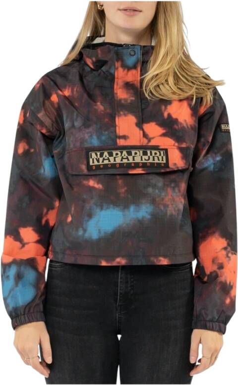 Napapijri Kleurrijke zomerjas met capuchon en logo Roze Dames