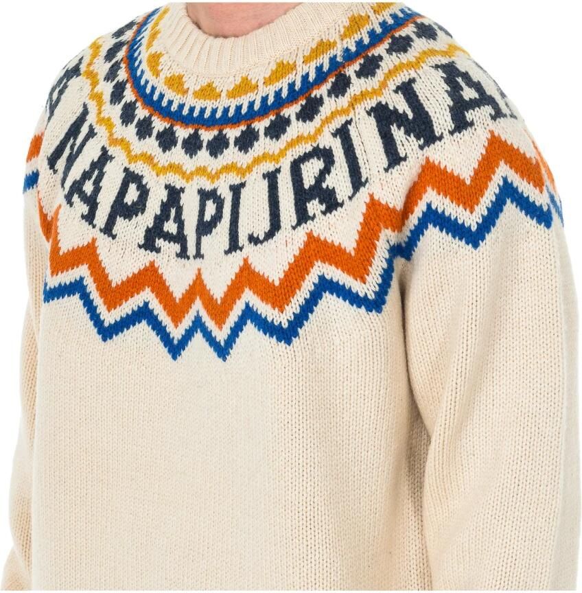 Napapijri Multicolor Ronde-Hals Gebreide Trui Beige Heren