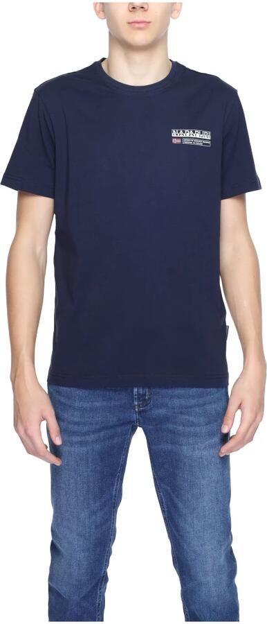 Napapijri Blauw Katoenen T-shirt met Print Logo Blue Heren - Foto 3