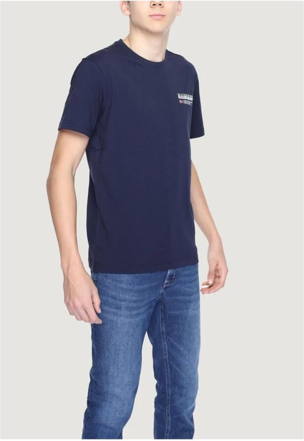 Napapijri Blauw Katoenen T-shirt met Print Logo Blue Heren