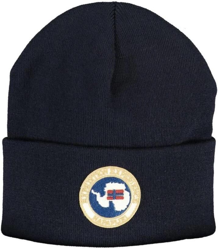 Napapijri Blauwe Acryl Beanie Hoed met Logo Blue Heren