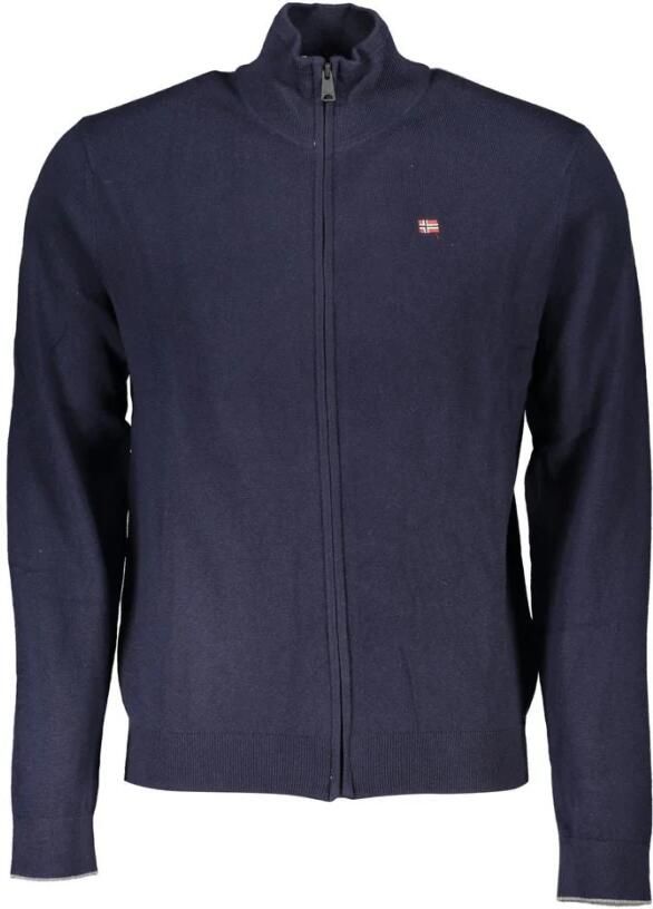 Napapijri Blauwe Gebreide Trui Heren Rits Stijlvol Blue Heren
