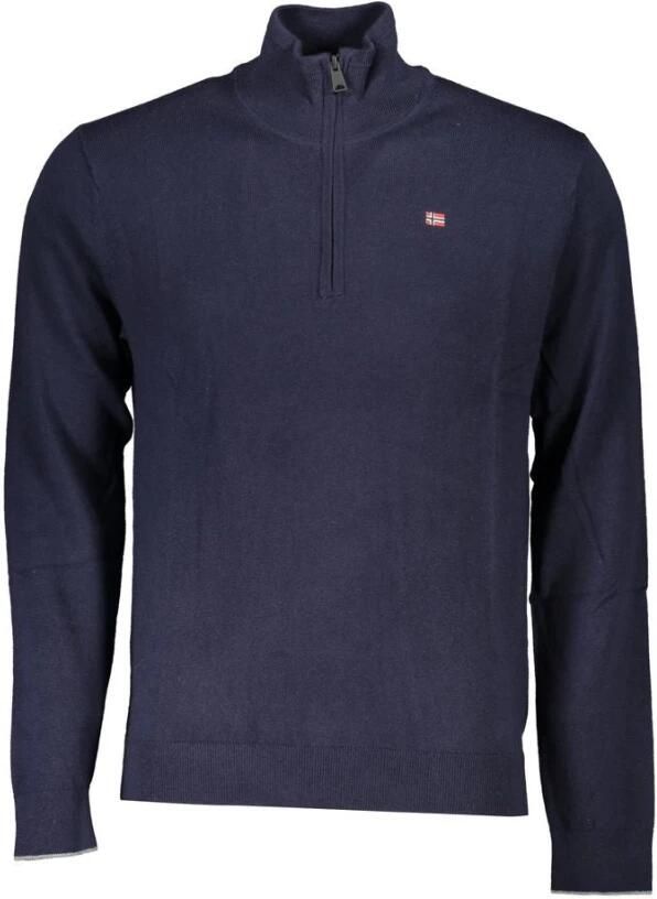 Napapijri Blauwe Trui met Halve Rits en Lange Mouwen Blue Heren