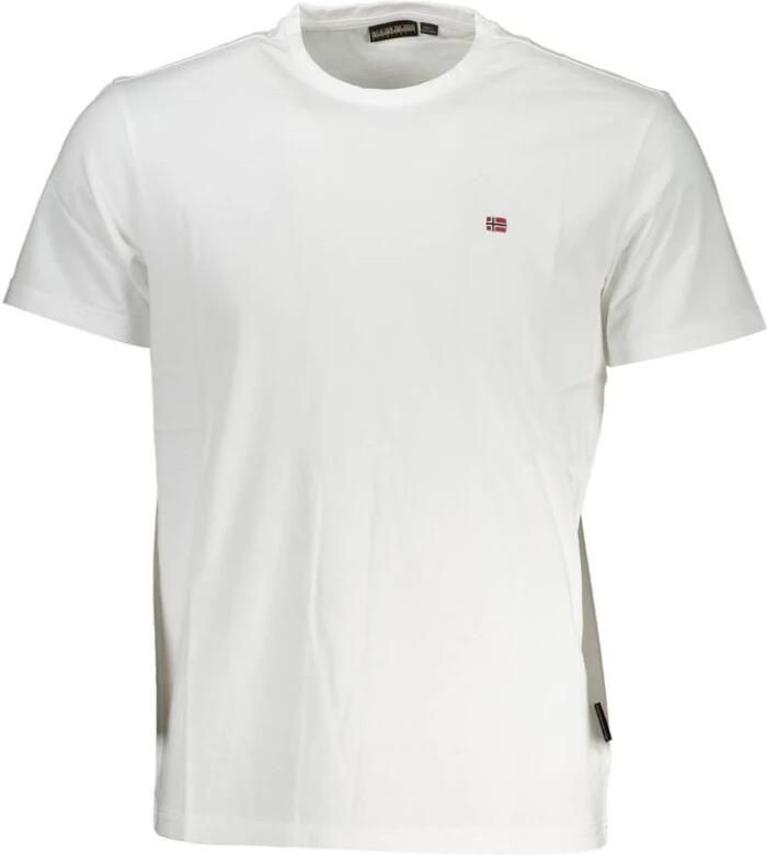 Napapijri Elegant wit geborduurd T-shirt voor mannen White Heren