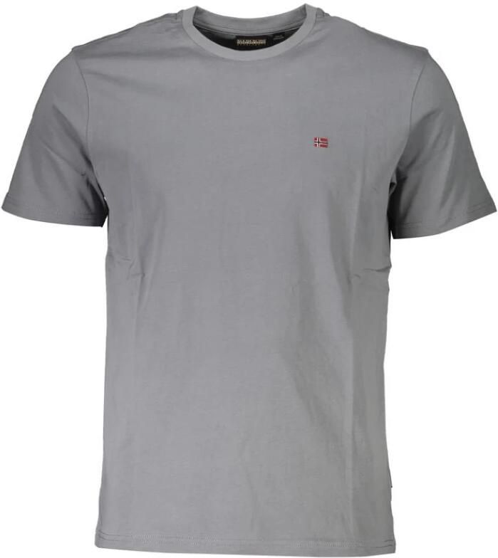 Napapijri Geborduurd katoenen T-shirt met ronde hals Gray Heren