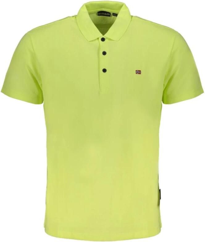 Napapijri Polo Shirt Korte Mouwen Geel Geborduurd Logo Yellow Heren