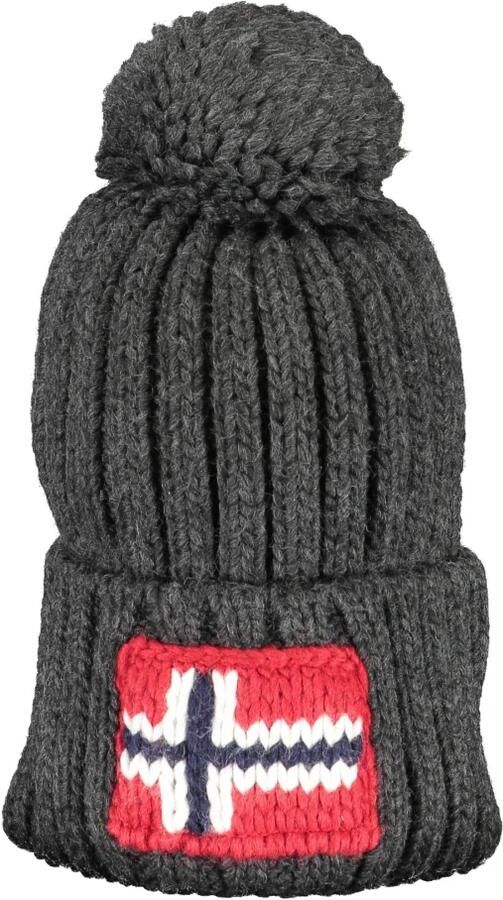 Napapijri Grijze Wintermuts met Handtekening Borduurwerk Gray Unisex
