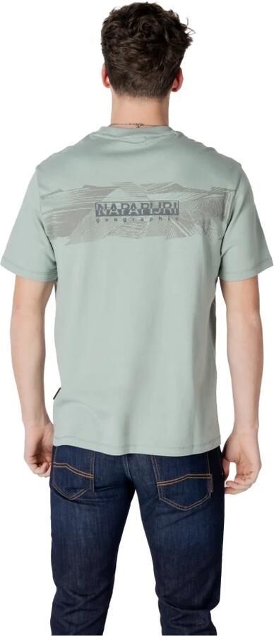 Napapijri Groene Bedrukte Katoenen T-shirt Ronde Hals Green Heren