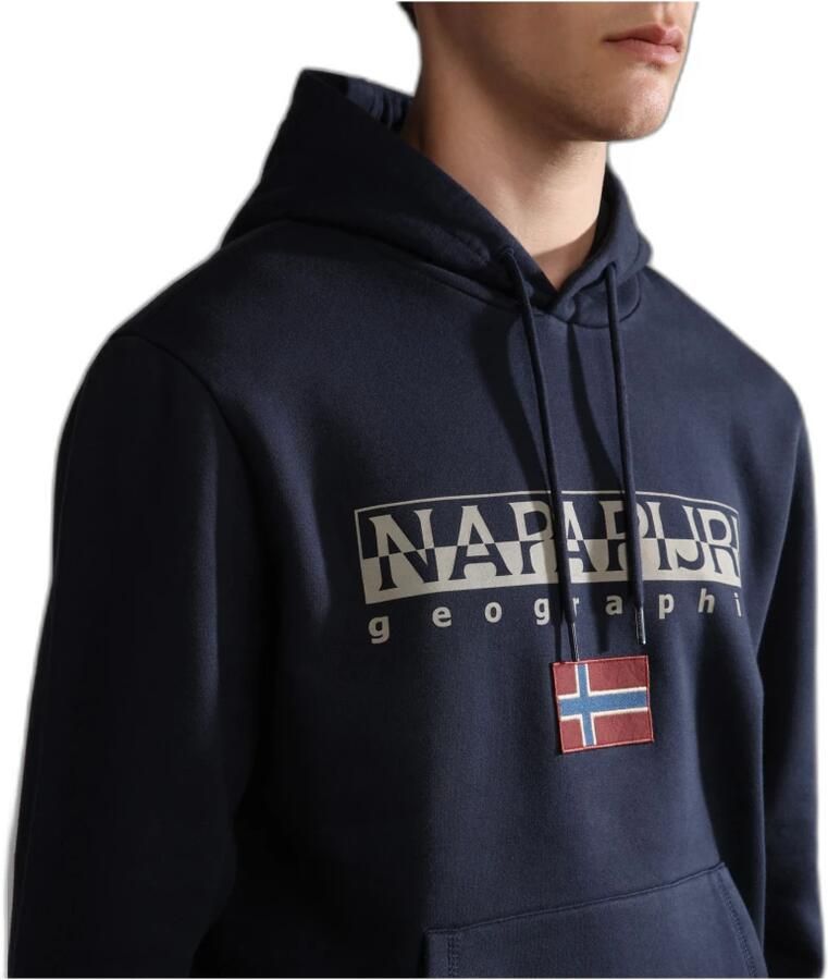 Napapijri Blauw Katoenen Hoodie met Contrasterende Details Blue Heren