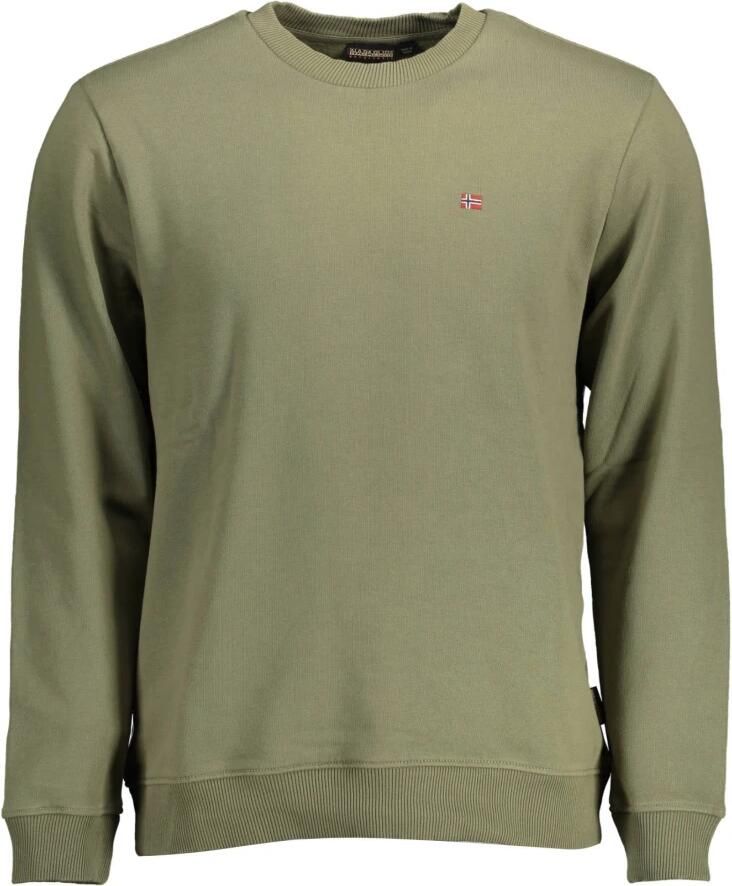 Napapijri Groene Katoenen Trui met Borduursel Green Heren