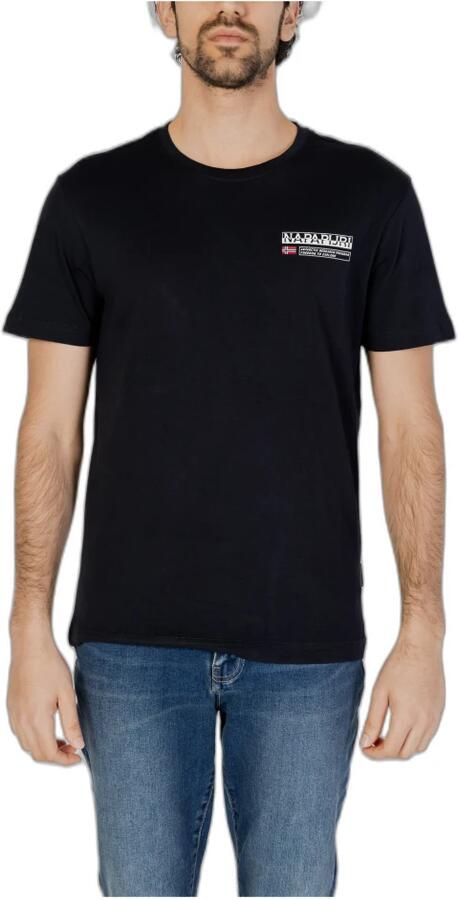 Napapijri Zwarte Katoenen T-Shirt met Print Logo Black Heren - Foto 3