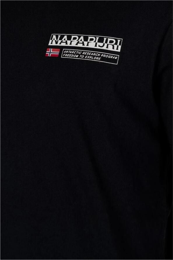 Napapijri Zwarte Katoenen T-Shirt met Print Logo Black Heren
