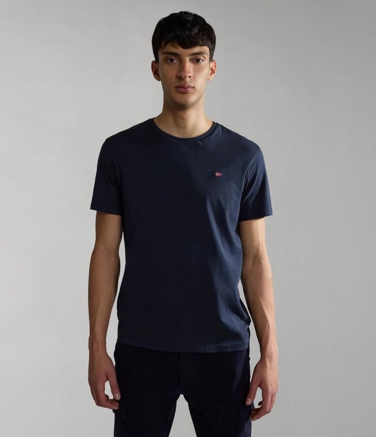Napapijri Blauw T-shirt met logo borduursel voor heren Blue Heren