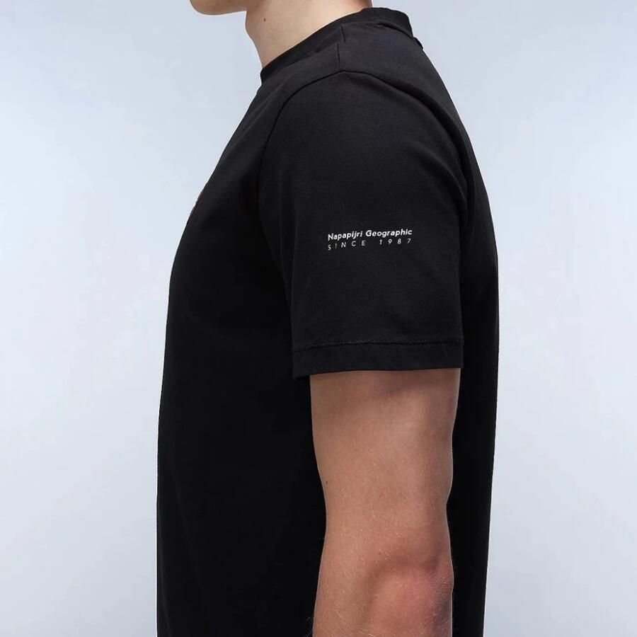 Napapijri Logo Badge Korte Mouw Shirts Black Heren