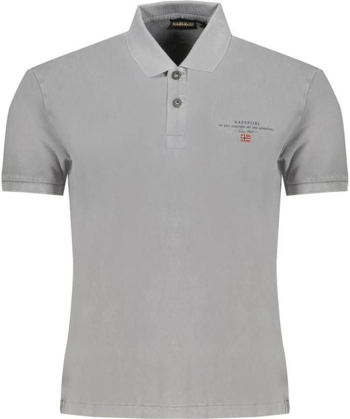 Napapijri Grijze Katoenen Poloshirt met Korte Mouwen Gray Heren