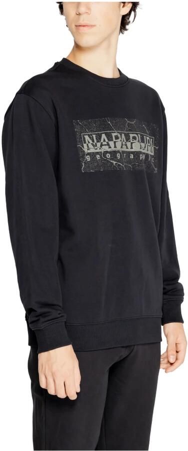 Napapijri Zwarte Katoenen Sweatshirt Losse Pasvorm Ronde Hals Print Logo Black Heren - Foto 2