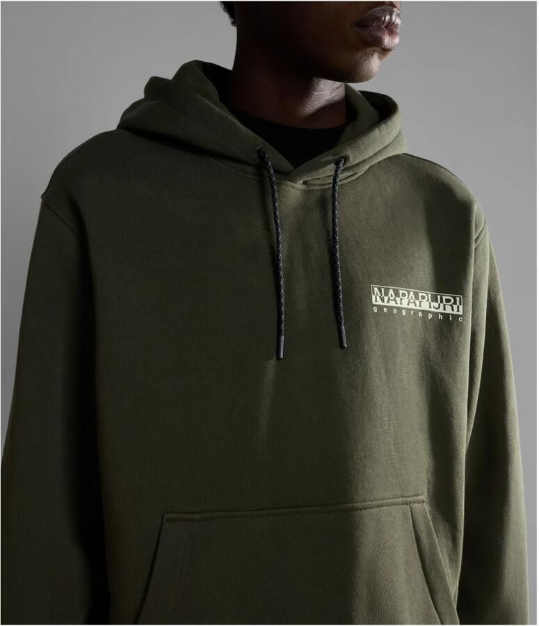 Napapijri Groene Fleece Hoodie met Logo Print Green Heren