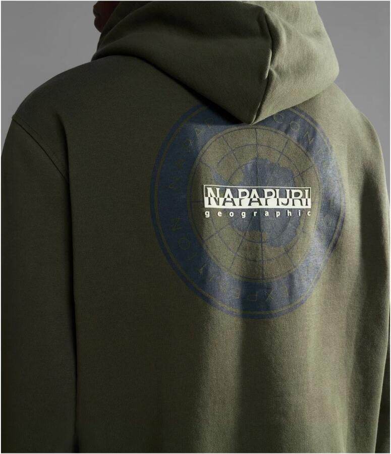 Napapijri Groene Fleece Hoodie met Logo Print Green Heren - Foto 2