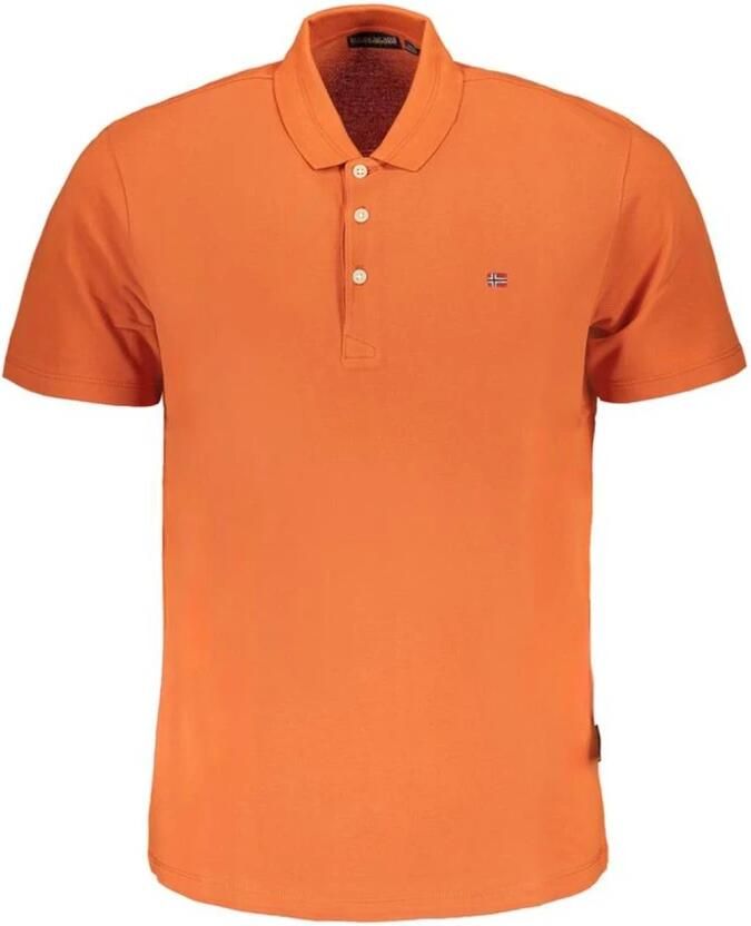Napapijri Oranje Katoenen Poloshirt Geborduurd Logo Orange Heren