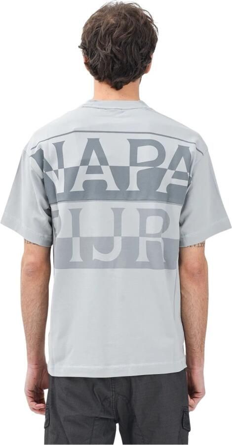 Napapijri Grijze Logo Patch Crew Neck T-shirts Gray Heren - Foto 2
