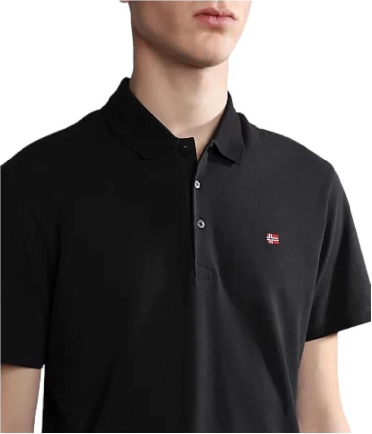 Napapijri Zwart Katoenen Polo Shirt met Borduursel Black Heren