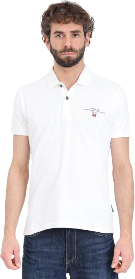 Napapijri Witte Katoenen Polo Shirt met Print en Logo White Heren - Foto 3