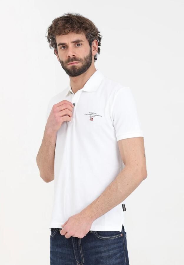 Napapijri Witte Katoenen Polo Shirt met Print en Logo White Heren - Foto 2